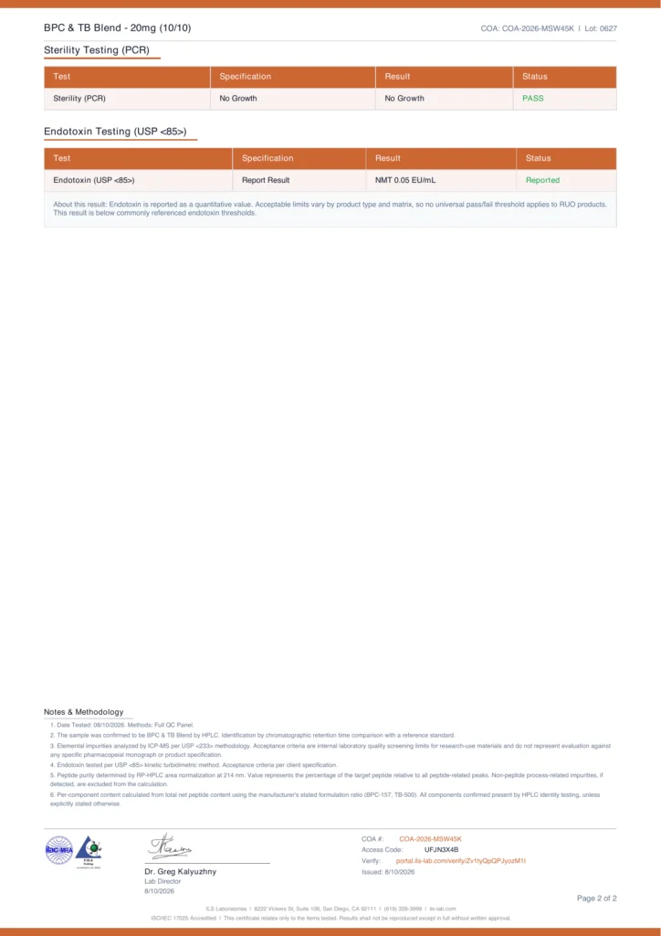 Endotoxin — BPC & TB Blend Pen