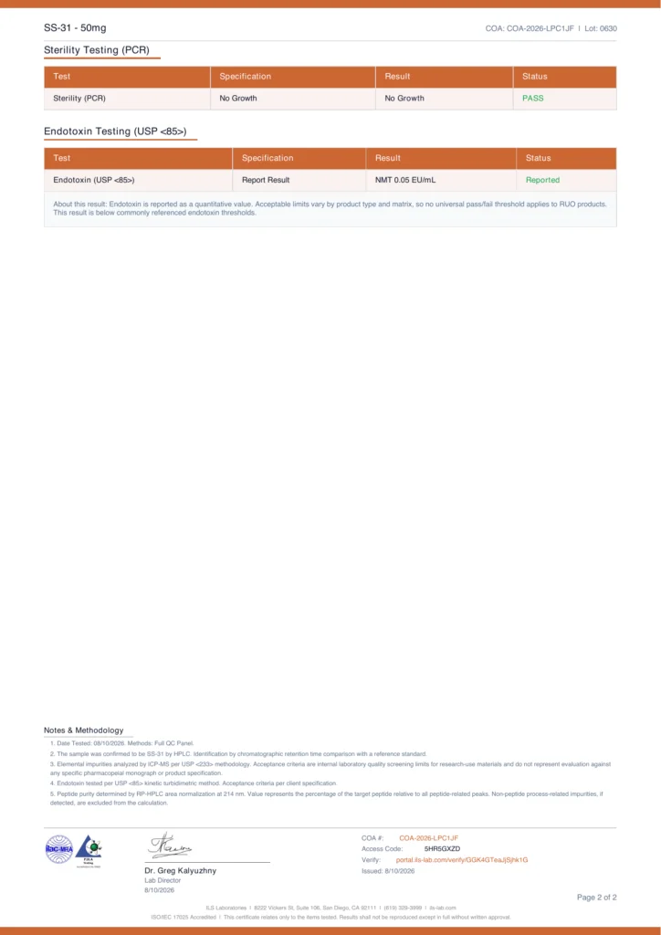 Endotoxin — SS-31 Pen